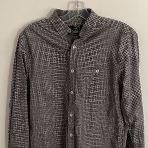 LE31  Black and White Casual Button Down Shirt